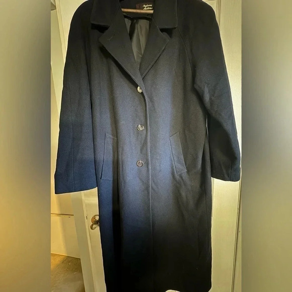 Stephanie Matthews Women 3 button wool trench coat blue size 14 missy button y2k - Picture 1 of 8
